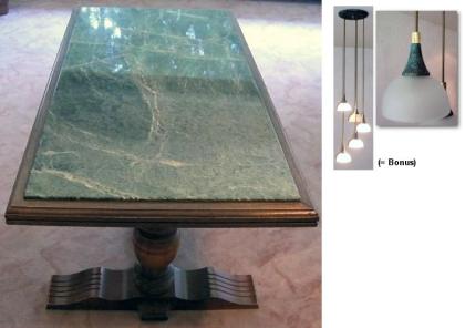 Massiver Eiche rustikal WZ-Tisch mit Marmorplatte Lampe