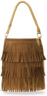 Praktische Handtasche Damentasche Beutel Shopper Bag mit Fransen Boho camel