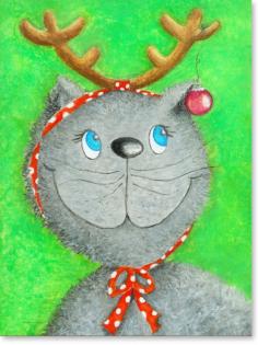 Katze Lina die kleine graue Katze - Weihnachtskatze - Kunstgeschenk zu Weihna