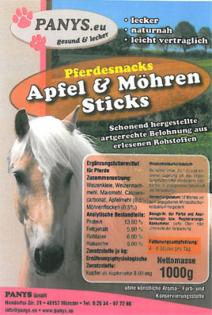 Pferde Snacks bei Panys - Apfel Möhren - Maiskeimherzen - Ergänzungsfuttermitt
