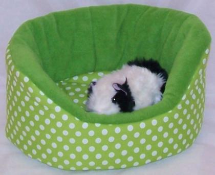 Kuschelbettchen plus 1 Kissen grün mit weissen Punkten