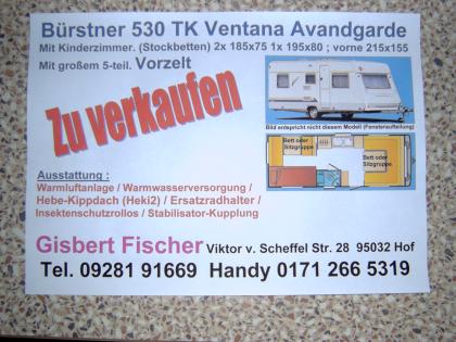 Wohnwagen zu verkaufen Bürstner 530TK Ventana Avandgarde mit Vorzelt.