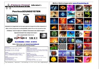 Peerless Soundstystem aufhängbares Boxensystem mit Wunschmotiven