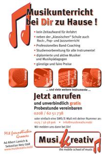 Musikunterricht / Instrumentalunterricht bei Dir zu Hause in Oberhausen