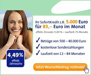 Sofort-Kredit ab 4 49 zur freien Verfügung