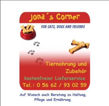 Jona s Corner-for cat s dogs and friends Tiernahrung und Zubehör im Lieferserv