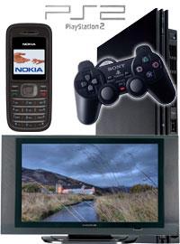 Bundle 32 Zoll LCD HD Fernseher Sony PS2 Nokia 1208