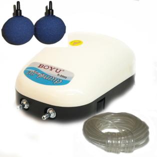 BOYU S-2000 Luftpumpe Aquarien Teichbelüftung Kompletset NEU