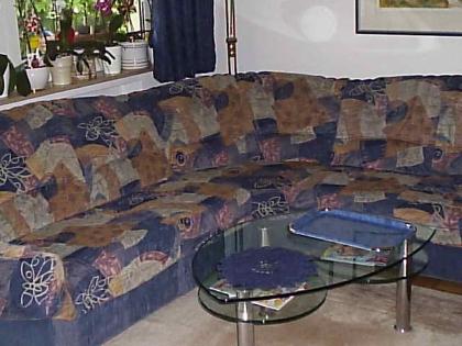 Eckcouch blau-beige-altrose