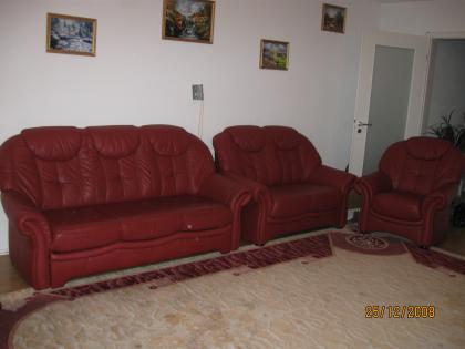 Sitzgarnitur Lederschlafcouch Ledersofa Ledersessel
