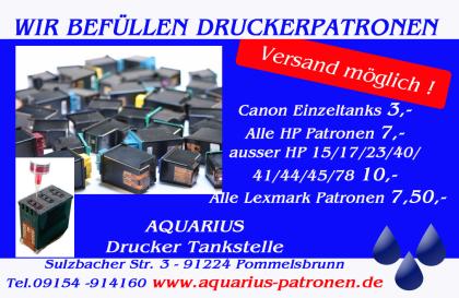 Wir befüllen ihre leeren Druckerpatronen Versand möglich Lexmark Canon HP Epson