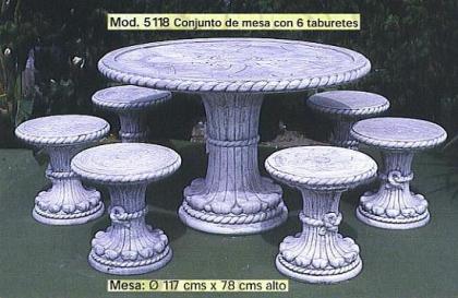 Tisch mit 7 Hocker aus Stein Art. Nr. 5118