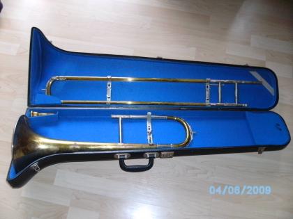 Wilhelm Monke Tenorposaune mit Koffer und Mundstück