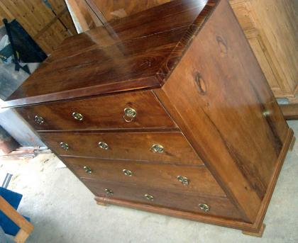 Biedermeier-Schreibkommode-Nußbaum - TOP