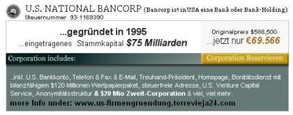 100 US-Gesellschaft mit BANKNAMEN und dazu noch BOERSENREIF.