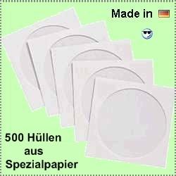 500 CD Hüllen aus Papier selbstklebend m. Sichtfenster