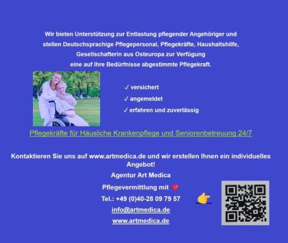 Polnische Pflegekräfte für Häusliche Krankenpflege und Seniorenbetreuung 24/ 7 O