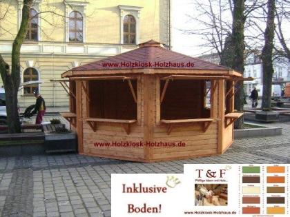MARKTHÜTTE KIOSK VERKAUFSPAVILLON VERKAUFSSTAND SCHWENKGRILLHÜTTE achteckig inkl