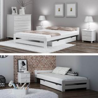 Weißes Bett Holzbett mit Lattenrost Kiefernholz Holzbett 90x200