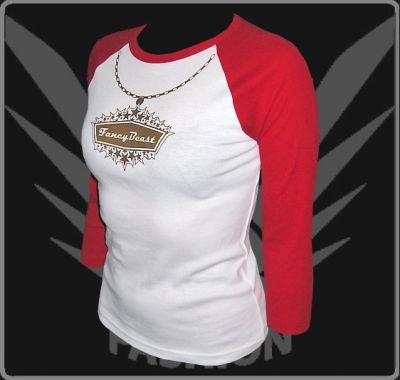 FancyBeast Weiß/Rot Clubwear Girl Longsleev FB155