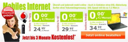 Mobiles Internet bis zu 3 Monate kostenlos inklusive Datenstick Vodafone