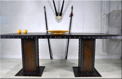 ESSTISCH im INDUSTRIEDESIGN Massivholz Shabby Tisch Stahltisch Säulentisch