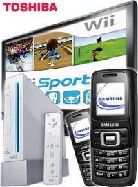 Handy Bundle Toshiba 32 Zoll LCD-Fernseher Wii 2xSamsung SGHB130 gratis Handy