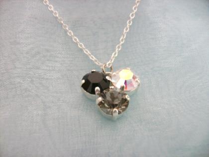 Sommertraum -Kette Swarovski Elemente Jet White Opal Black Daimond