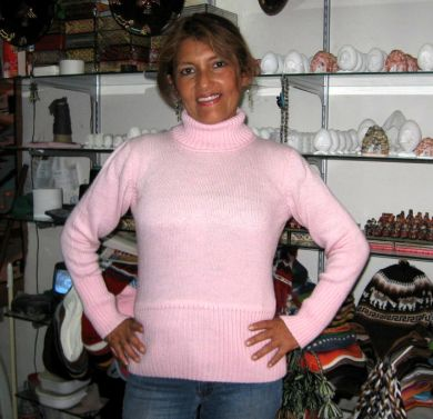Damen Rollkragen Pullover rosa Alpakawolle