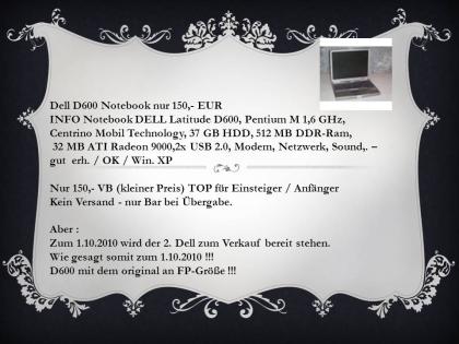 Notebook Dell D600 preiswert nur 150 Euro VB