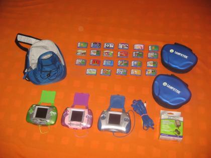 Mega Leapster Paket -3 x Leapster Taschen 24 Spiele Netzteil
