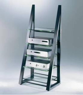 HiFi Rack Deltastatic schwarz mit schwarzen Glasböden