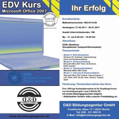 EDV Kurs Office 2022 mit ECDL Prüfung