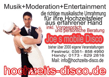 DJ Joe www. Hochzeits-disco. de der Profi für ihre Hochzeitsfeier bisher über 2022