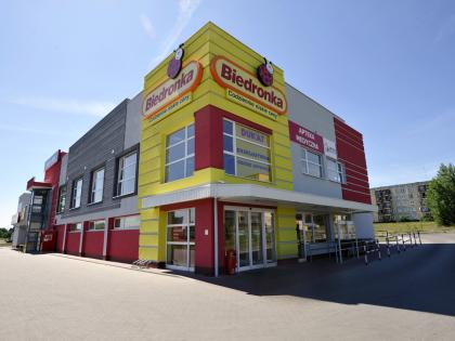Ein Mini-Shopping Centre in Bromberg Bydgoszcz in Nordpolen
