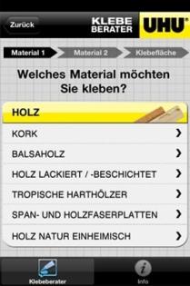 Der UHU Klebeberater für das iPhone