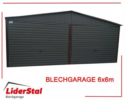 Blechgarage 6x6 Garage KFZ Lager Schuppe RAL7016 mit Aufbau verzinkt Stahl