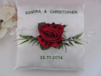 Ringkissen Glaube Liebe Hoffnung m. edler Rose