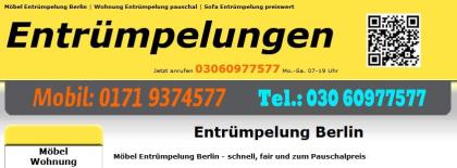 Möbelentsorgung Berlin pauschal 80 EUR gerne Kleinaufträge bis 3m Mo. -Sa. 07-19