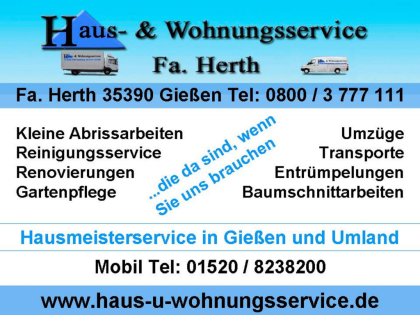 Umzüge / Entrümpelung in Gießen und Umland Tel 0800/3777111