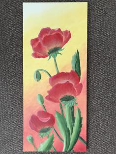 Bild handgemalt Mohnblüten.