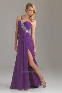Vestido de fiesta Tri ngulo Invertido Uva Plisado Imperio Cintura Un s lo hombro