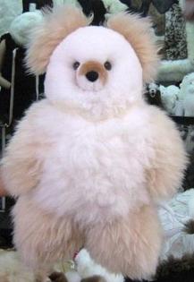 Beiger Teddybär aus echtem Alpakafell 35 cm