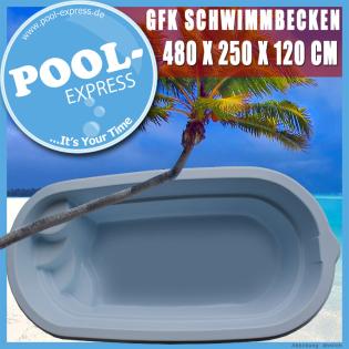 GFK Schwimmbecken Pool Lichtblau 4 80 m x 2 50 m x 1 20 m Vollisoliert Neuware