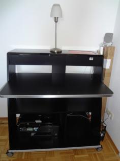 Computertisch PC-Tisch mit Rollen schwarz