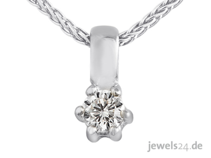 Lupenreiner Diamantschmuck Solitaire Diamant Collier Weißgold günstig im Schm
