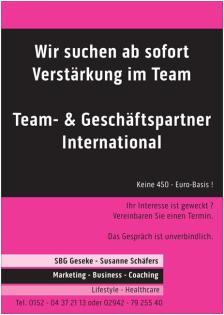Team- Geschäftspartner gesucht
