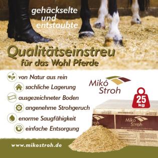 Mik Stroh Qualitätseinstreu Gehäckseltes und entstaubtes Stroh für das Wohl de