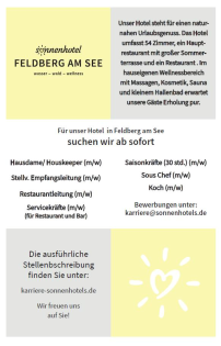 Servicekräfte Housekeeping Restaurant Rezeption.