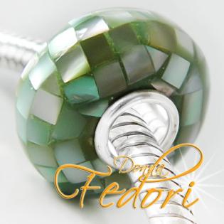 Donna Fedori Muschelbead Ocean green Shell Mosaik 925 Silber